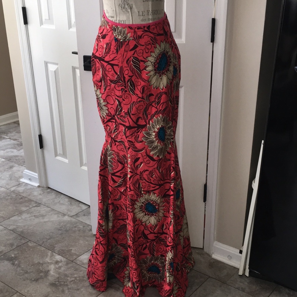 UNBRANDED CUSTOM COTTON GORGEOUS FLORAL PRINT TRUMPET FLARE Mermaid Maxi Skirt